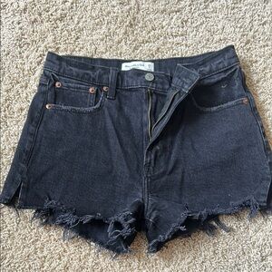 Abercrombie & Fitch Black Jean Shorts Distressed Hem